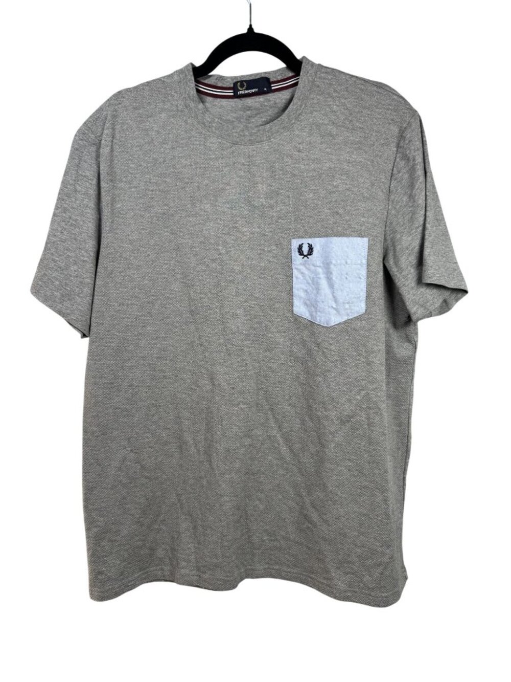 Fred Perry Mens Gray Pocket T-Shirt size XL 100% Cotton Crewneck Short sleeve